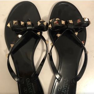 Size 9 Valentino Jelly Studded black sandals. No missing studs